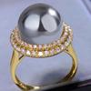 [Fábrica] Ajuste de Apertura de 14 mm Mano Rápida Rosa Púrpura Amarillo Platino Anillo de Cuentas Anillo de Perla de Imitación de Zircón Femenino