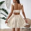 Baifen RopaTemu2026 Nuevo Vestido Corto Jacquard Dulce y Picante para Vacaciones Color Sólido Sin Espalda