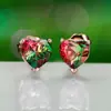 Pendientes pendientes oro rosa Esmeralda Roja piedra turmalina amor pendientes de piedra joyería europea y americana una generación de cabello