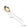 Ins estilo coreano imitação de grão de madeira Dourado faca garfo colher conjunto de cinco peças conjunto de talheres de aço inoxidável faca de bife garfo colher colher de café