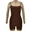 Comercio Exterior Europeo y Americano Ropa de Mujer Nuevo Estilo con Ribete de Encaje Espalda Descubierta Halter Ajustado Sexy Chica Atrevida Yoga Deportivo Mono