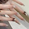 Uñas Portátiles Estilo 2026, Uñas Artesanales de Alta Gama Estilo Chanel Ojo de Gato, Puntas de Uñas con Perlas y Pedrería para Chicas Modernas