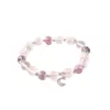 Pulseira Transfronteiriça, Simples e Versátil, Pulseira de Cristal Rosa Suave, Pulseira de Cristal de Pelo de Coelho Rosa Mo-Roxo Natural, Joia de Temperamento