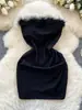 Vestido Tubo de Patchwork de Piel para Mujer 2026 Otoño Estilo Americano Sexy Ceñido a la Cintura Adelgazante Elegante sin Mangas Corto