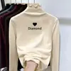 Ropa interior de felpa para niñas Otoño Invierno Nuevo Estilo Cuello medio alto fruncido Elegante Cálido Top interior para niños medianos y grandes Manga larga