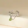 Anillo Ruyi de Gota de Agua de Jade Hetian de Plata de Ley S925 Nalan, Anillo de Nicho Estilo Retro Artístico R03811