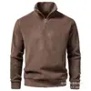 Sudadera Casual para Hombre con Media Cremallera y Cuello Alto, Color Sólido, Forro Polar, Gruesa, Corte Holgado, Jersey, Chaqueta Casual