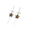Pendientes Únicos de Diseñador con Estampado de Leopardo y Borla de Estrella de Cinco Puntas para Mujer, Estilo Largo Nuevo, Pendientes de Alta Gama Elegantes y de Moda