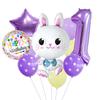 Conejo de Pascua transfronterizo púrpura impresión digital en película de aluminio globo de látex traje de haz diseño de fiesta de cumpleaños paisaje