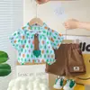 Conjunto de Ropa de Verano para Bebé 2025 Nuevo Elegante Ropa Infantil para Niños Conjunto de Dos Piezas Camisa de Manga Corta Fina de Verano para Niños Moderno