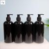 Produção de Fábrica Personalizada Preto Ombro Arredondado Garrafa PET Espessada 500ml Garrafa com Bomba de Loção Plástico Garrafa Cosmética
