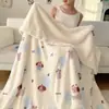 Suave y lindo~Manta para siesta de invierno y otoño gruesa de vellón de cordero estilo INS con estampado femenino, manta multifuncional