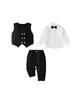 Chaleco para Niños Overol de Otoño Conjunto de Tres Piezas Camisa Estilo Escolar para Bebé Niño Ropa para Actuaciones de Anfitrión para Niños Pequeños