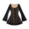 Ap25577-25 Novo Estilo Outono Americano Estilo Puro Luxo Renda Gola U Manga Longa Botões Únicos Linha A Cintura Ajustada Vestido