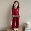 Conjunto de Tres Piezas con Chaleco de Encaje para Niñas, Estilo Primavera y Otoño, Moda Coreana, Traje Casual para Niñas Pequeñas, Atuendo de Primavera para Niños Pequeños