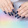 Sp-317 Azul Escuro Olho de Gato Kit com 10 Unhas Artesanais Wearable para Fototerapia Azul Elegante Sexy Olho de Gato Clareador Adesivos de Unha