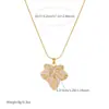 Collar con Colgante de Flor y Hoja con Goteo de Aceite, Acero Inoxidable Chapado en Oro, Accesorios Simples Ligeros de Lujo, Cadena para Clavícula de Mujer