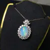 Colgante de Ópalo Puro Natural Cristalino Lleno de Fuego Piedra Principal 10x12mm Plata S925 Exquisito Incrustado
