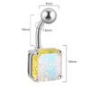 Moda transfronteriza K9 Crystal clavo de ombligo acero inoxidable amor cuadrado garra en forma de diamante grande brillante anillo de ombligo joyería corporal