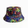 Sombrero de pescador de ala corta con estampado psicodélico completo, doble cara, para verano, protección solar para exteriores, sombrero tipo cubo, sombrero unisex versátil