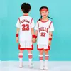 Traje de Baloncesto Infantil Niños y Niñas Estampado Número Jardín de Infancia Estudiantes de Primaria China No.23 Manga Corta Jersey de Competición