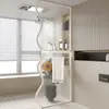 Pantalla de vidrio de separación seca y húmeda color crema, mampara de baño, unidad de almacenamiento, cabina de ducha de hierro forjado, divisor de baño de acero inoxidable