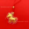 2026 Chaveiro Cavalo de Desenho Animado Folha de Ouro Corrente de Celular Pingente Cavalo do Zodíaco Lembrança Festival de Ano Novo Atacado