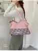 Korean Suede Trendy Fashion Letter Single Tote Bag Women 2025 Autumn/Winter New Drawstring Large Capacity Single Shoulder Crossbody