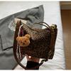 Bolsas da Moda Tendência para Mulheres 2025 Novo Estilo Coreano Retrô Popular Estampa de Leopardo Bolsa Tote Grande Capacidade Bolsa de Ombro Transversal