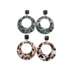 Pendientes Retro Redondos de Tela con Estampado de Leopardo Hueco Europeos y Americanos, Pendientes de Moda Transfronterizos de Gama Alta, Pendientes de Diseño Personalizado para Mujer