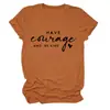 Tenha coragem de vaca e coração pequeno T-shirt feminina redonda europeia e americana Amazon transfronteiriça casual solta de manga curta