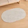 Alfombra de algodón y lino estilo japonés Ovalada para mesa de centro de sala de estar simple estudio dormitorio estilo silencioso color sólido tejido a mano alfombra de piso