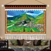Pintura Colgante Auspiciosa de Xizang Arte Textil Estilo Étnico Tela Colgante Decoración del Hogar de Xizang Pintura con Cinta Colgante para Casa de Huéspedes Hotel Mural