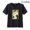 Cross-border Hot Chain Saw Man motosserra Homem Animação Periférico Impresso V-Neck Casais Manga Curta Homens e Mulheres
