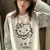 Camiseta de Manga Larga con Estampado de Dibujos Animados Dulce y Lindo, Rayas Raglán y Empalme para Mujer en Primavera y Otoño, Tops Sueltos Casuales Versátiles