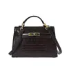 Bolsa estilosa com padrão de crocodilo, nova moda feminina, moderna e chique, bolsa de ombro, bolsa transversal, adequada para o trabalho, uso diário e como bolsa Kelly