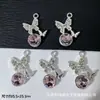 Pendente de Borboleta com Strass Incrustado Estilo Doce Cool Feminino Pingente Pulseira de Contas DIY Colar Brincos Joias de Liga