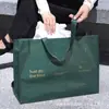 Bolsa de mano tejida de color verde oscuro, bolsa de mano personalizada para tienda de ropa, bolsa de compras duradera, bolsa de regalo para salón de belleza