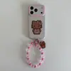 Estuche de Cuentas Gatito Kikty de Lunares para Apple 18 Pro Max, iPhone 17 con pulsera, lindo para 16, 15P para mujeres