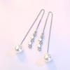 Accesorios para las orejas de perla larga exagerada con temperamento para mujer, estilo coreano, fresco y lindo, con forma de estrella de cinco puntas y meteorito.