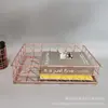 Caixa Organizadora de Mesa Criativa de Ferro Forjado Empilhável para Arquivos Caixa de Armazenamento Caixa de Armazenamento Caixa de Armazenamento Rosa / Dourado Claro