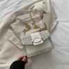 Estilo Novo Primavera e Verão 2025 Personalizado Tendência Sagrado Casual Simples Corrente de Metal Bolsa de Ombro Transversal Pequena Quadrada Feminina