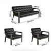 Conjunto simples de sofá e mesa de centro para escritório comercial, espesso e durável, adequado para recepção e sala de espera, sofá de couro de três lugares com estrutura de aço