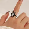Anillo Abierto de Aleación de Araña Gótico Europeo y Americano para Halloween Anillo Personalizado de Color Escarlata Oscuro para Fiestas Adornos de Mano de Araña
