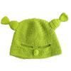 Transfronteiriça Europa e Estados Unidos crianças adultas tecidas à mão gorro de lã verde monstro Shrek Net vermelho treme com boné de cabeça