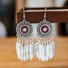 Pendientes Miao de plata de imitación étnica, atracciones turísticas, pendientes de flores bohemias, pendientes largos con borlas, venta al por mayor