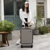 Maleta de Ruedas con Marco de Aluminio de Apertura Frontal de ABS+PC de Fábrica, Maleta de Mano de Apertura Lateral de 20 pulgadas para Hombres y Mujeres, Maleta de Viaje Personalizable