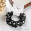 Cuerda para el pelo montada en tarjeta, Goma para el pelo de perlas de alta gama, Anillo de intestino pequeño de encaje a cuadros a la moda, Cuerda para el pelo, Accesorios para el pelo, Goma para coleta