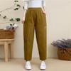 Pantalones de Lino Fengzhu de Verano para Mujer Estilo Zanahoria Ocho Puntos Pantalones Finos Bordados Estilo Étnico Pantalones de Algodón y Lino para Mujer Pantalones Casuales de Salón