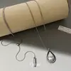 Elegante Pingente de Gota de Prata Estilo Coreano Minimalista com Letra Pingente de Gota de Água Colar Simples Moderno Corrente para Clavícula Joia com Toque de Luxo